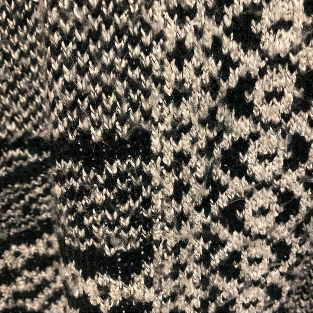 Lucky Brand Womens Open Front Cardigan Sweater M Medium Black White - Picture 6 of 9